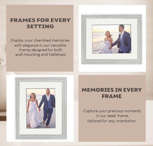 Picture Frame 8 x 10, Light Grey, Pack of 3, Freestanding and Wall Mountable, 20 x 25 cm, 10x8 Picture Frames, Grey 8x10 Photo Frames, 8x10 Photo Collage Gallery Display - Image 9