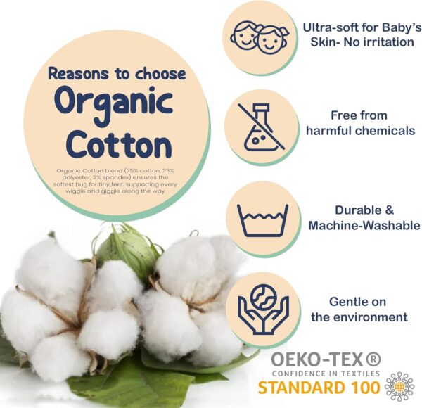 Mother's Choice Organic Cotton Baby Socks, 12 Pairs, Unisex 0-6 Months - Soft, Hypoallergenic Newborn & Infant Socks - Baby Girl & Boy Gifts, (12Pcs, Black - White - Gray) - Image 5