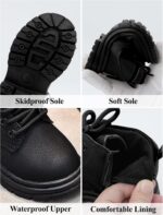 Ausing Boys Girls Combat Ankle Boots Lace up Fashion Walking Hiking Boots Winter Snow Boots for Kids Non-Slip Texture Sole - Image 5