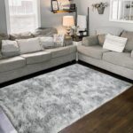 ASIinnsy Area Rugs Soft Fluffy Shaggy Rugs Living Room Grey Large Modern Plush Rug High Pile Non-Slip Bedroom Carpet Floor Mat Nursery Bedside Rug (Grey White, 120 x 160 cm) - Image 2