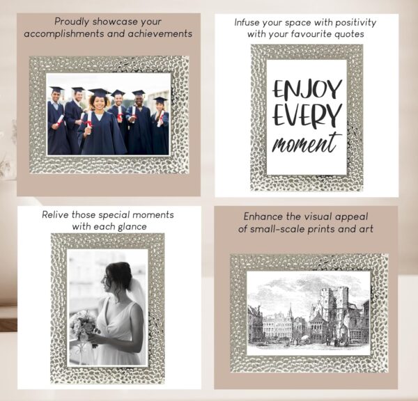 Picture Frame 7 x 5, Silver, Freestanding and Wall Mountable, 13 x 18 cm, 7x5 Picture Frames, Silver 5x7 Photo Frames, 7x5 Photo Collage Gallery Display - Image 7