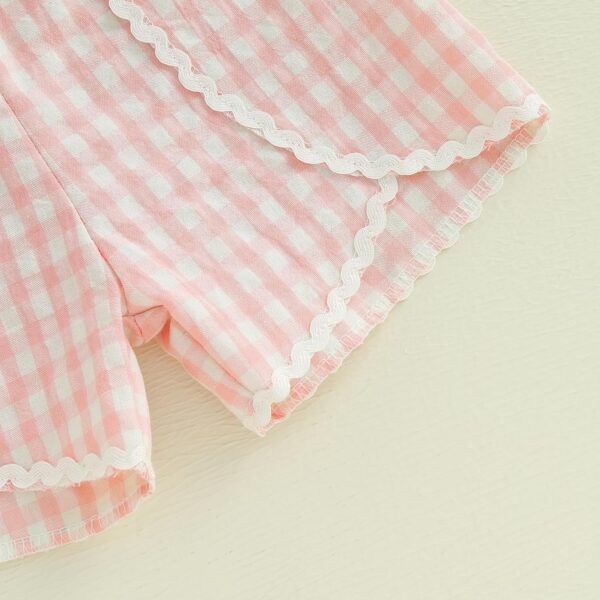 Baby Girl Summer Clothes Set Baseball Embroidery Short Sleeve Ruffle T Shirt Plaid Shorts Toddler Girls Outfit - Image 7