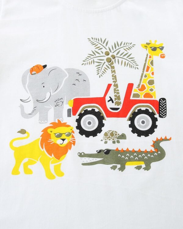 Kids Boys Summer Short Outfits Clothes Set Toddler Cool Dinosaur Digger Shark Animal Print Short Sleeve Cotton T-Shirt Tops and Shorts 2Pcs Crewneck Clothing Set Age 1-7 Years Old - Image 3