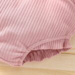 Infant Baby Girls Summer Knit Outfits 2 Piece Ribbed Sleeveless Romper Tops+Ruffle Bloomers Shorts Plain Clothes Set,SALES-CLEARANCE Pink 0-3 Months - Image 7