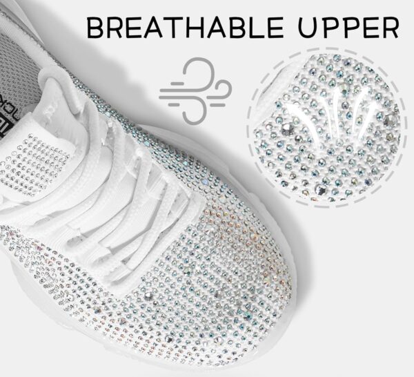 Lucky Step Girls Rhinestone Slip On Sneakers Kids Sparkly Lightweight Tennis School Knit Jelly Sole Glitter Walking Shoes Toddler - Image 5