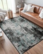 90x150 cm Modern Abstract Rugs Living Room Non-Slip Soft Low-Pile Washable Rug for Hallway, Bedroom, and Kitchen-Blueblack