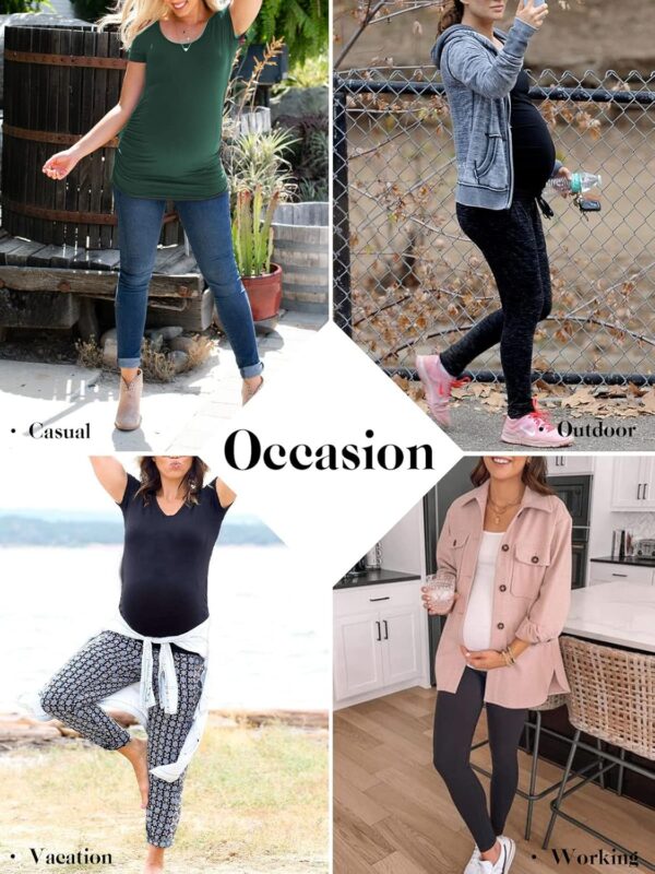 Love2Mi 3PCS Maternity Shirt Short Sleeves Maternity Wear T-Shirt Casual Maternity Tops - Image 2