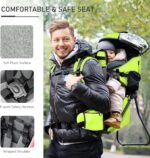 HOMCOM Baby Hiking Backpack Carrier Child Carrier with Ergonomic Hip Seat Detachable Rain Cover Adjustable Straps Stand for Toddler 6-36 Months Green - Image 3