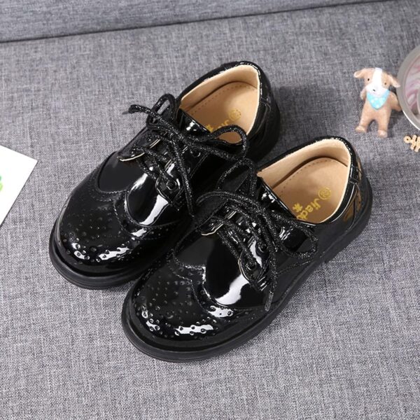 Girls Flat Dress Shoes School Oxfords Marry Jane Bling Anti-Slip Mary Jane Flat Crib Shoes Headband Pre-Walker Shoes - Image 2
