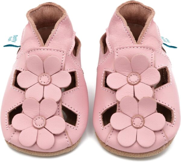 Dotty Fish Soft Leather Baby and Toddler Barefoot Shoes for Boys and Girls. Breathable Leather Sandals with Non-Slip Suede Soles. 0-6 Months to 3-4 Years - Image 2