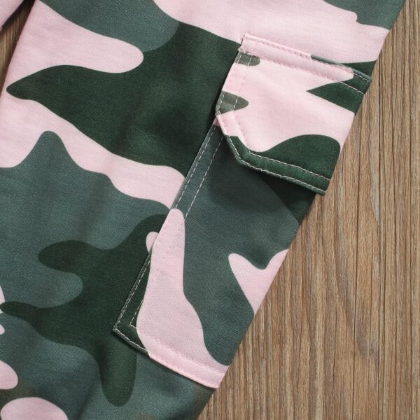 WERNZATT Toddler Girls 2 Piece Outfits Letter Print Long Sleeve Pullover Sweatshirt&Camouflage Pants Set Kids Sweatsuit - Image 5