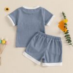 2Pcs Toddler Girl Summer Outfit Flower Print ​Crewneck Short Sleeve T-Shirts Tops And Floral Shorts Baby Girl Ribbed Bloom Flower Set - Image 4