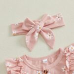 Himllauen Baby Girls Flower Print Outfit Baby Girls 3Pcs Long Sleeve Crew Neck Romper + Flared + Headband Sets for Baby Fall Winter - Image 3