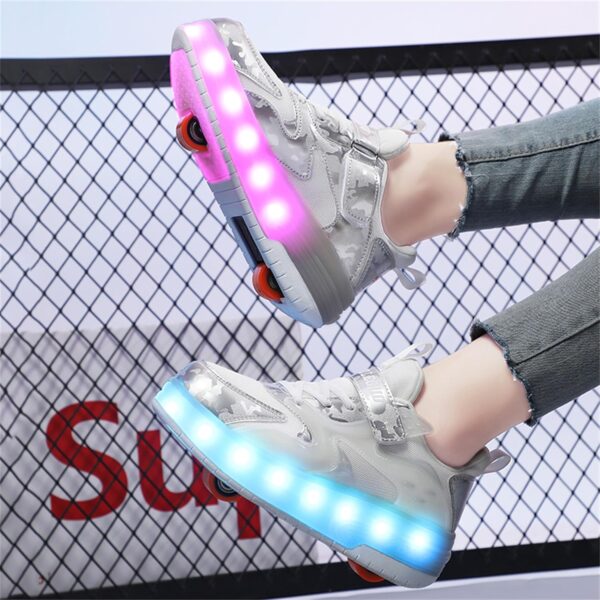 LED Light-Up Roller Skate Shoes with Retractable Wheels-Stylish Trainers for Boy, Girl, Kids, USB Rechargeable, Shiny Luminous Sneakers - Perfect for Party, Birthday, Christmas, Enhanced Safety - Image 8