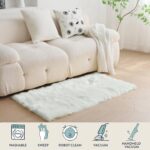 Faux Fur Rug,Fluffy Sheepskin Rug,White Bedroom Rug,Washable Rugs Living Room,Small Rugs for Bedroom,Shaggy Area Rugs,Machine Washable Rug,Non Slip Bedside Rugs(White,60x120cm) - Image 6