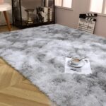 ASIinnsy Area Rugs Soft Fluffy Shaggy Rugs Living Room Grey Large Modern Plush Rug High Pile Non-Slip Bedroom Carpet Floor Mat Nursery Bedside Rug (Grey White, 120 x 160 cm) - Image 6