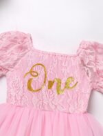 Odizli Baby Girls 1st Birthday Outfit Short Sleeve Boho Lace One Tulle Romper Dress + Bowknot Headband Cake Smash Photo Shoot - Image 5