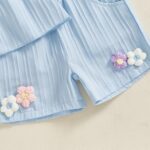 Baby Girl Summer Clothes 3D Flower Embroidery Smocked Tunic Top Casual Shorts Set 2Pcs Toddler Summer Outfit 9M-4Y - Image 7