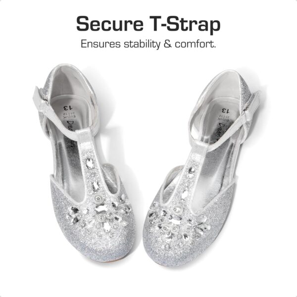 DREAM PAIRS Girls Mary Jane Shoes Flower Girls Shoes with Pearl T-Strap Wedding Party School Girls Flats for Toddler Little Big Kid - Image 2