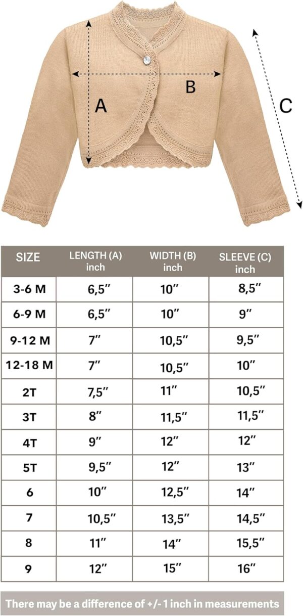 Lilax Little Girls' Knit Long Sleeve Button Closure Bolero Cardigan Shrug - Image 9