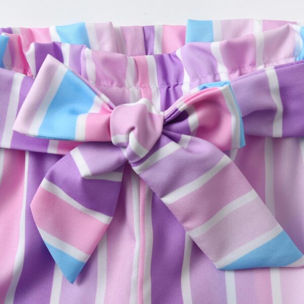 Derouetkia Toddler Baby Girl Clothes Ruffle Tops Solid Colour Short Sleeve and Shorts Summer Outfits Set - Image 5