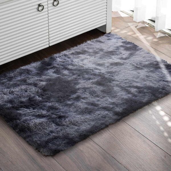 GISIONLARI Rugs Living Room Soft Bedroom Rug Fluff Area Rugs Shaggy Carpets Non-Slip Modern Luxury Fur Carpet for Kids Room Comfy Home Decor Floor Mat (Black Grey, 80 x 150 cm) - Image 4