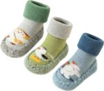 FEOYA Baby Slippers Socks 3 Pairs Anti Slip Infant Baby Floor Sock Slippers Newborn Boys Girls Breathable First Walking Shoes Winter Thermal Step Socks Christmas Baby Gift