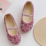 Girls Glitter Ballet Shoes Kids Elastic Strap Ballerina Party Shoes Wedding Bridesmaid Shoes Toddler Princess Dress Shoes Sequins Mary Jane Flat Dance Birthday Sandals - Image 3