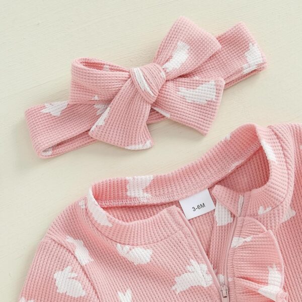 AliveBabe New Born Footed Romper Baby Girl Long Sleeve Round Neck Daisy Print Ruffled Full Length Jumpsuit With Headband Baby Clothing - Image 5