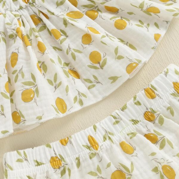 Baby Girl Summer Outfit Strawberry/Cherry/Lemon Smocked Tunic Tops Ruffle Bloomer Shorts Headband Cute 3Pcs Newborn Coming Home Summer Clothes 0-18M - Image 7