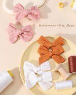 20PCS 3.6 Inches Baby Girls Linen Hair Bows Clips 10 Colors Fully Lined Hair Barrettes Accessories for Babies Infant Toddlers Kids in Pairs - Image 5
