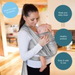 Baby Wrap Carrier Light Grey with Stars – Baby Carrier for Newborns and Babies Up to 15Kg – Made of Soft Cotton… - Image 2