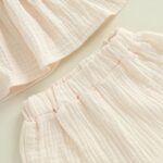Barbotimer Toddler Girl Summer Clothes Linen Frilly Sleeveless Tank Tops Shirt with Bows Ruffle Hem Shorts Solid 2Pcs Casual Set - Image 6