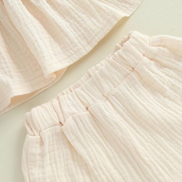 Barbotimer Toddler Girl Summer Clothes Linen Frilly Sleeveless Tank Tops Shirt with Bows Ruffle Hem Shorts Solid 2Pcs Casual Set - Image 6