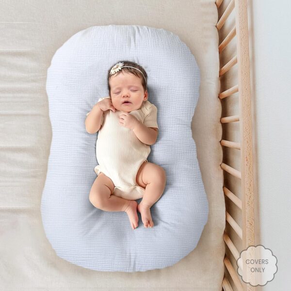 Termichy Baby Lounger Covers for Newborns: Muslin Lounger Pillow Covers Fit for Snuggle Me for Cozy Naps at Home or On The Go – Must Have Baby Nest Lounger Sheets for Toddler Girl Boy 0-12 Months - Image 5