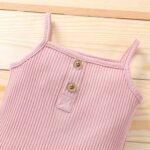 Infant Baby Girls Summer Knit Outfits 2 Piece Ribbed Sleeveless Romper Tops+Ruffle Bloomers Shorts Plain Clothes Set,SALES-CLEARANCE Pink 0-3 Months - Image 3