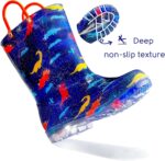 Toddler Wellies for Girls Boys, Light Up Waterproof Wellington Boots with Pull On Handles, Wellies for Kids Lightweight Boots - Image 4