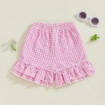 Toddler Girl Bloomers Baby Girls Ruffled Shorts Gingham Checkered Shorts Elastic Waist Pants Bottoms Summer Outfit Casual Beach Clothes - Image 3