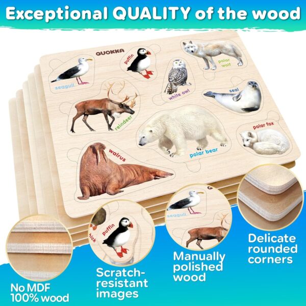Educational Toys for 1 2 3 Years Old Girls and Boys - 6 Wooden Puzzles for Kids - Montessori Toys For 3 yo by QUOKKA - Fun Animals Learning Games for 2-4 - Image 4
