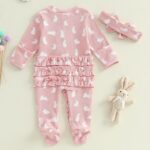 AliveBabe New Born Footed Romper Baby Girl Long Sleeve Round Neck Daisy Print Ruffled Full Length Jumpsuit With Headband Baby Clothing - Image 4