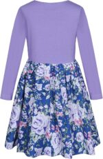 BONNY BILLY Girls Kids Long Sleeve Autumn Winter Casual Floral Jersey Dress - Image 3