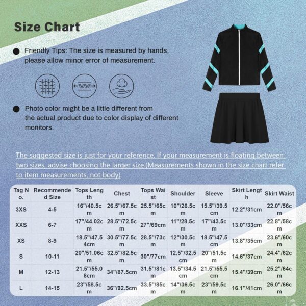iEFiEL Kids Girls Sports Outfit Stripe Stand Collar Zipper Sweatshirt with Athletic Skirt Sets Dancewear Activewear - Image 7