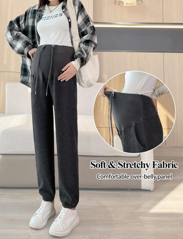 SEAUR Lounge High Waisted Maternity Pants Pregnancy Trousers Loose Maternity Sweatpants Over Bump Maternity Soft Trousers - Image 2