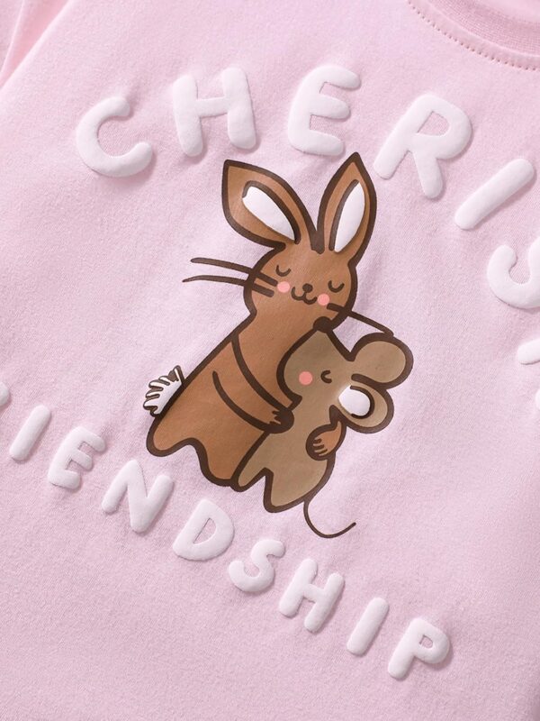 Toddler Girls Summer Short Outfits Clothes Set Kids Cute Unicorn Bunny Rainbow Animal Print Short Sleeve Cotton T-Shirt Tops and Shorts 2 Piece Crewneck Clothing Set Age 1-7 Years Old - Image 5