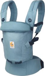 Ergobaby Adapt Baby Carrier for Newborns from Birth, 3 Positions, SoftTouch Cotton, Ergonomic Baby Belly Carrier, Back Carrier, Baby Carrier, Slate Blue