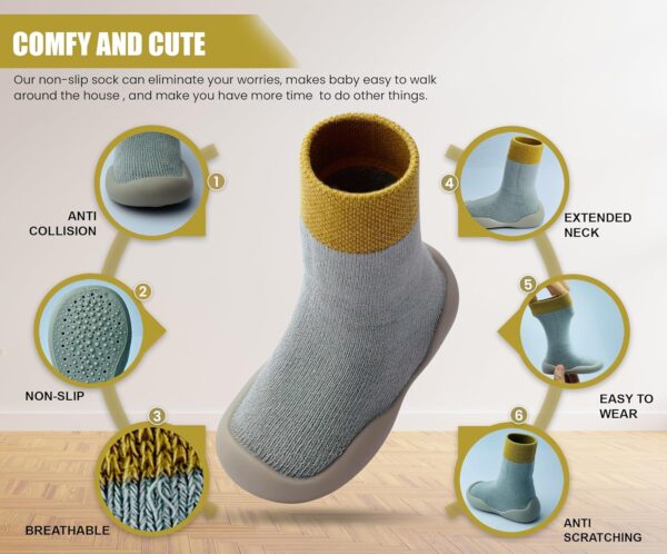 Dookeh Baby Shoes Boys Girls First Walking Shoes Non Slip Soft Sole Sneakers Toddler Infant Babygirl Sock Shoes - Image 4