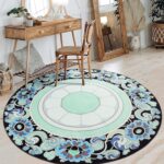 Boho Floral Round Rugs for Bedroom - 120CM Circle Cute Area Rug Machine Washable Non-Slip Soft Floor Mats for Girls Play Room 405-06120 - Image 4