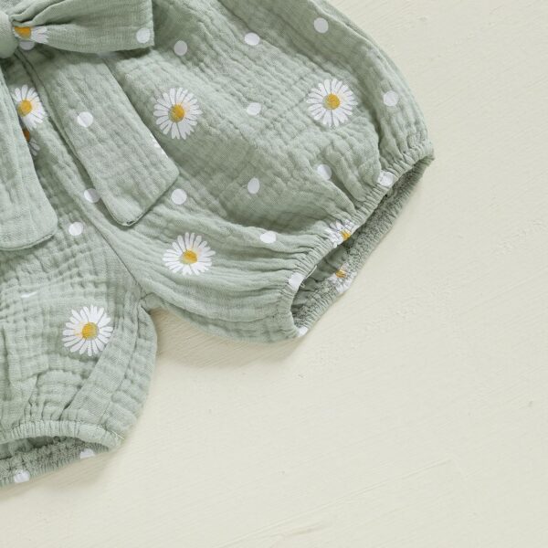 3Pcs Baby Girl Daisy Clothes Outfit Set Newborn Clothing Ruffle Bodysuit Romper + Pants Shorts + Headband Spring Summer Baby Grows 0-24 Months - Image 5