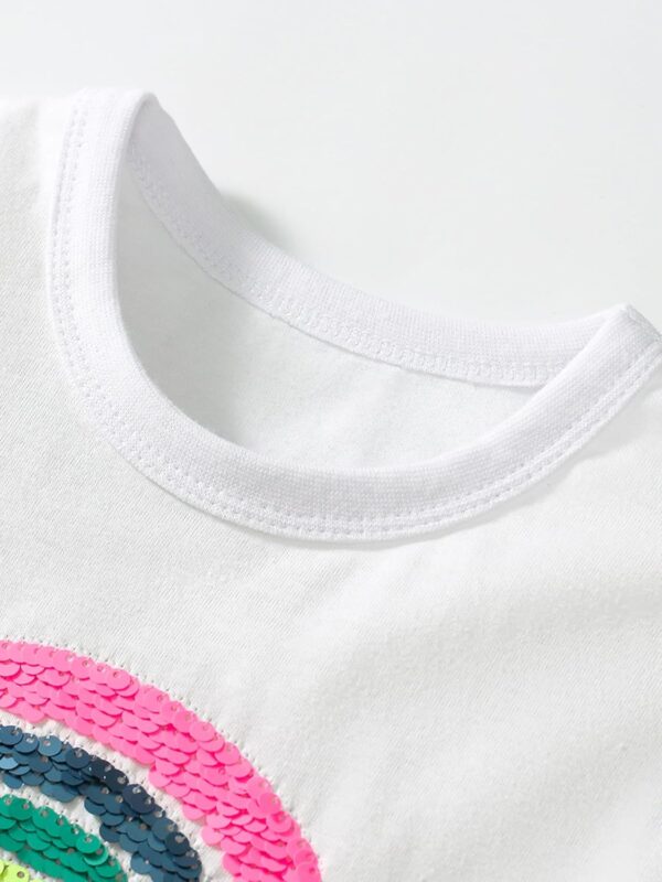 TCWWBB Toddler Girls Summer Short Outfits Clothes Set Kids Unicorn Bunny Animal Print Short Sleeve Cotton T-Shirt Dresses Tops and Shorts 2 Piece Crewneck Sleeveless Clothing Set Age 1-7 Years Old - Image 3