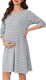 Vlazom Women 3 in 1 Cotton Nursing/Delivery/Labor/Maternity Nightgown Half Sleeve Breastfeeding Sleep Dress Hospital Gown Sleepwear with Buttons